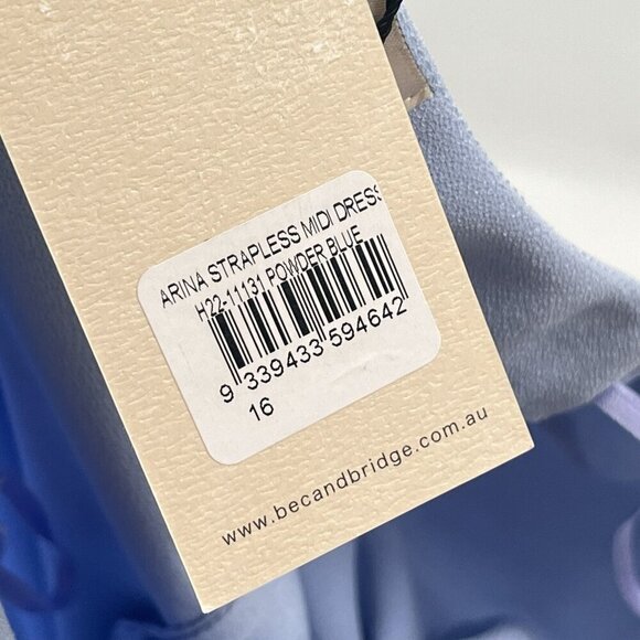 Bec + Bridge Light Blue Karina Strapless Maxi Dress Ruched Sz US 12 NWT - Picture 5 of 7